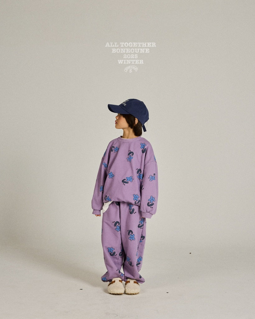 [BONEOUNE] Blue Flower Pig Jogger Pants_Purple