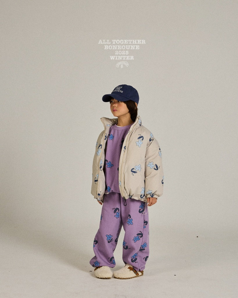 [BONEOUNE] Blue Flower Pig Jogger Pants_Purple