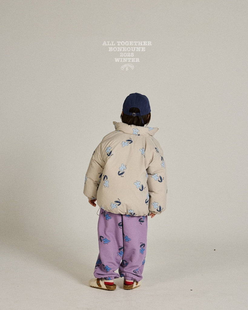 [BONEOUNE] Blue Flower Pig Jogger Pants_Purple