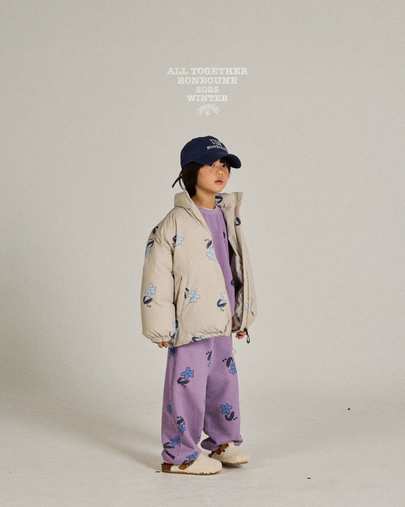 [BONEOUNE] Blue Flower Pig Jogger Pants_Purple