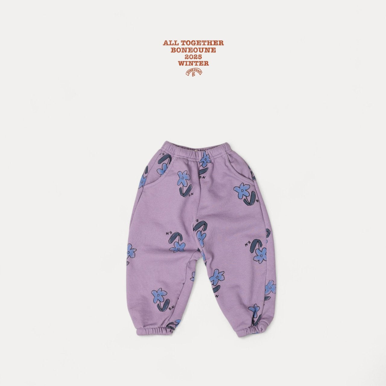 [BONEOUNE] Blue Flower Pig Jogger Pants_Purple