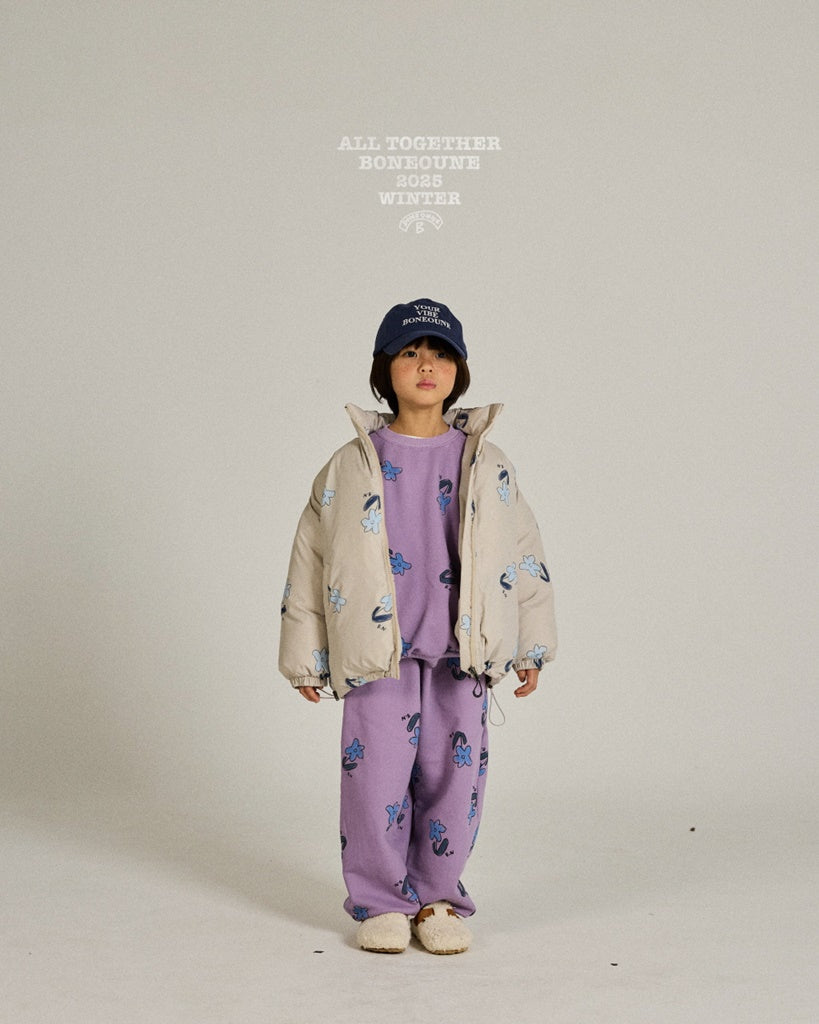 [BONEOUNE] Blue Flower Pig Jogger Pants_Purple