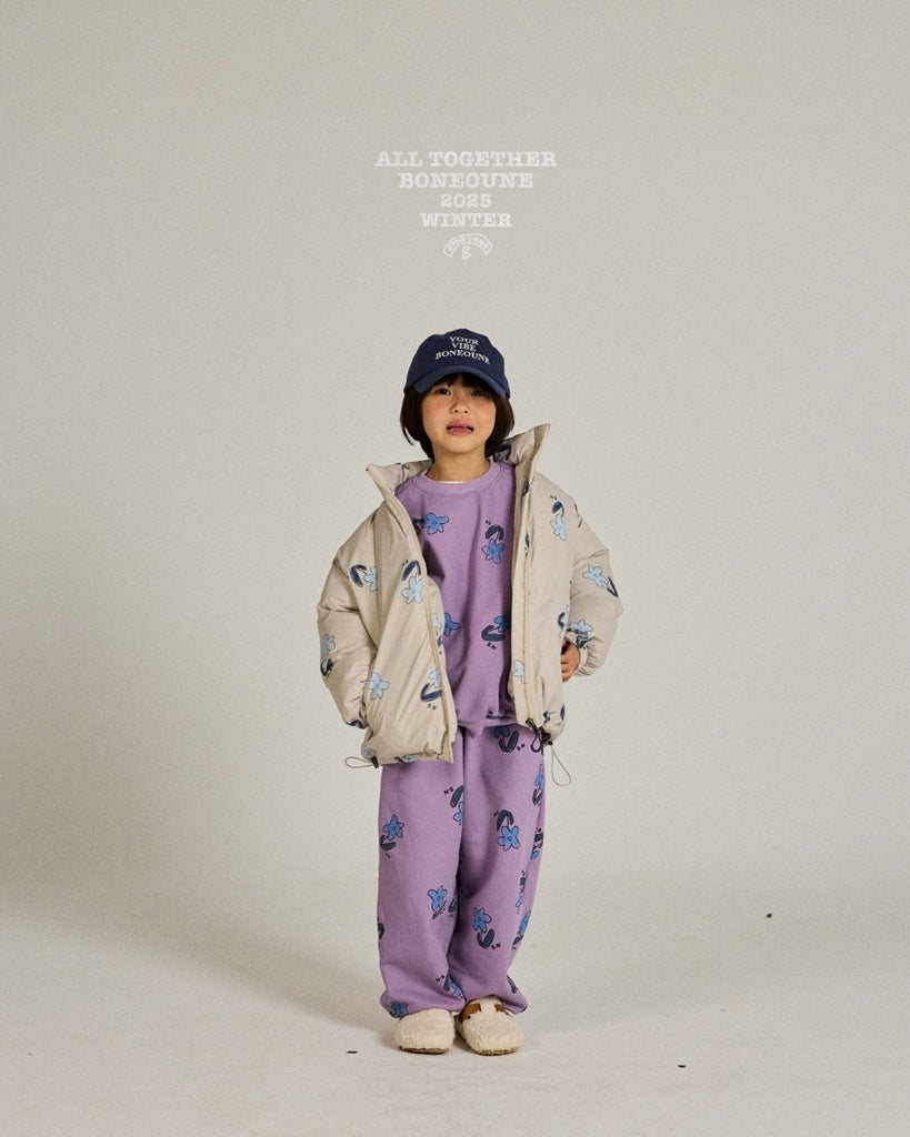 [BONEOUNE] Blue Flower Pig Jogger Pants_Purple