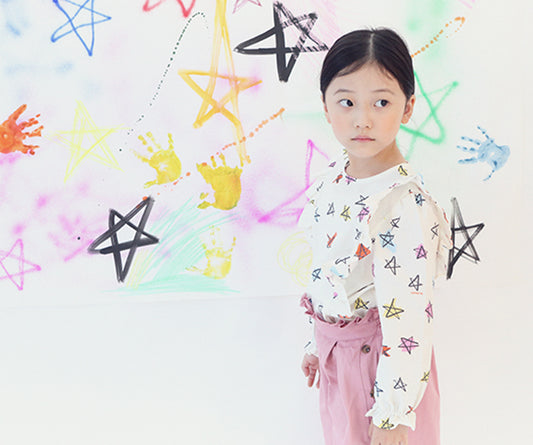 [LOVETTE]  Drawing Star Printed Blouse _Ivory