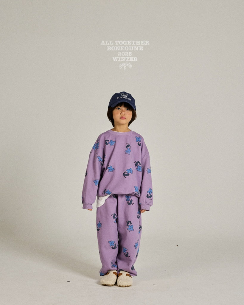 [BONEOUNE] Blue Flower Pig Jogger Pants_Purple