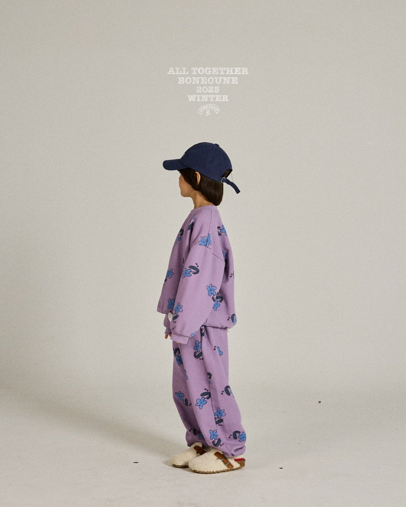 [BONEOUNE] Blue Flower Pig Jogger Pants_Purple