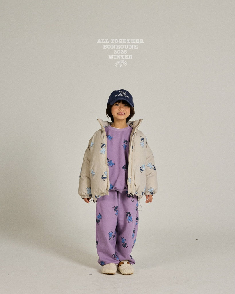 [BONEOUNE] Blue Flower Pig Sweatshirt_Purple