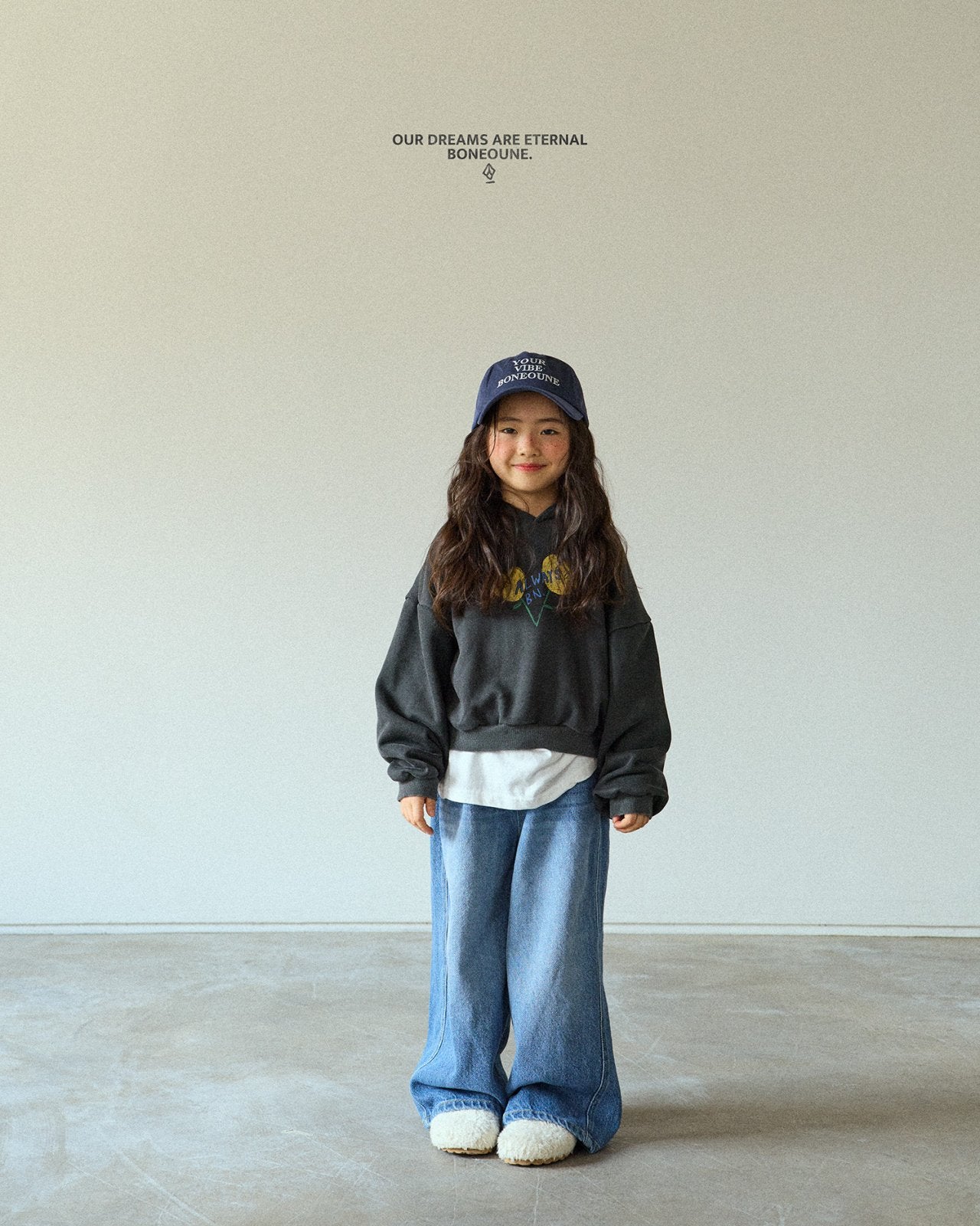 [BONEOUNE] Yellow Flower Crop Hoodie_2colors