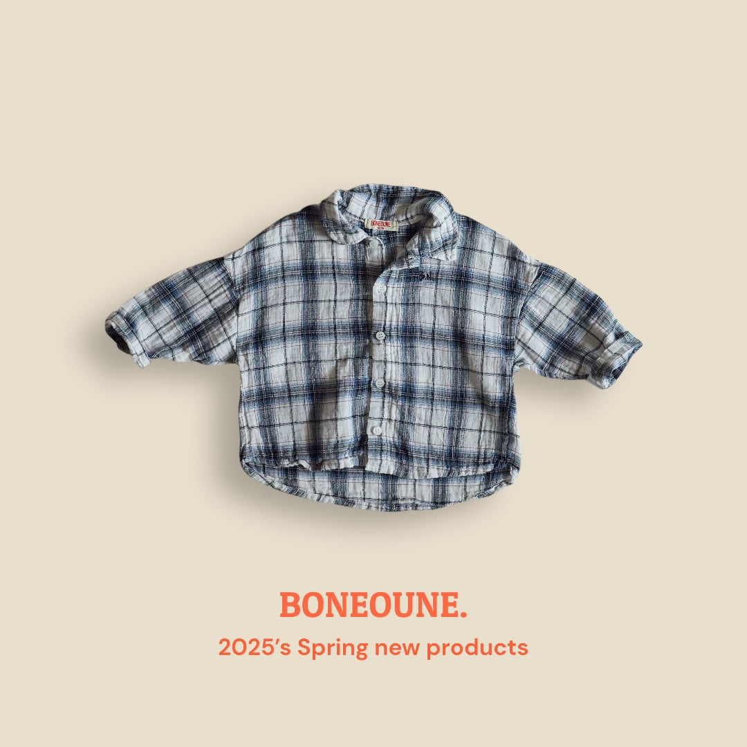 [BONEOUNE] Mark Check Shirt_Blue