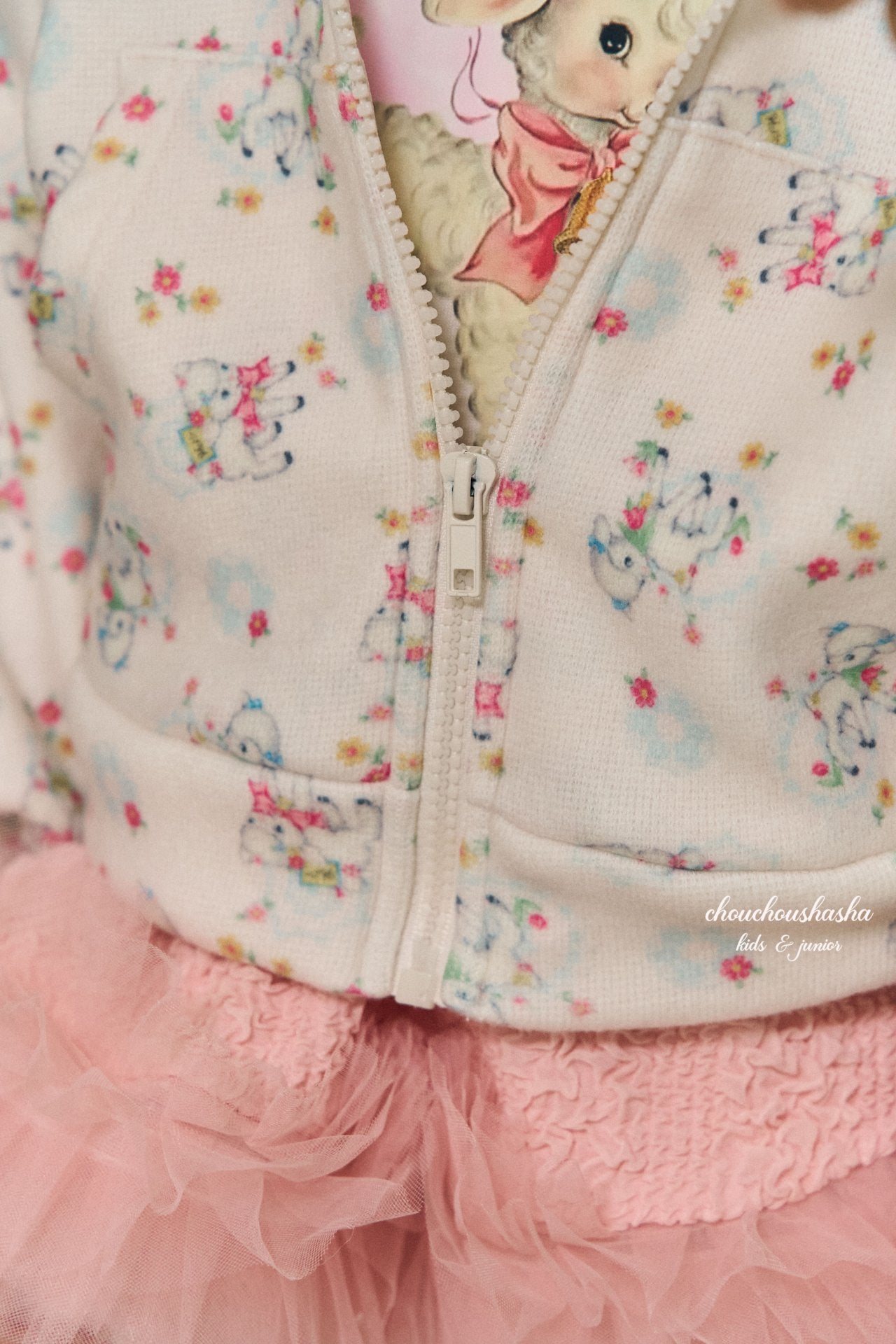 [CHOUCHOUSHASHA] Cozy Sheep Print Hoodie_Ivory