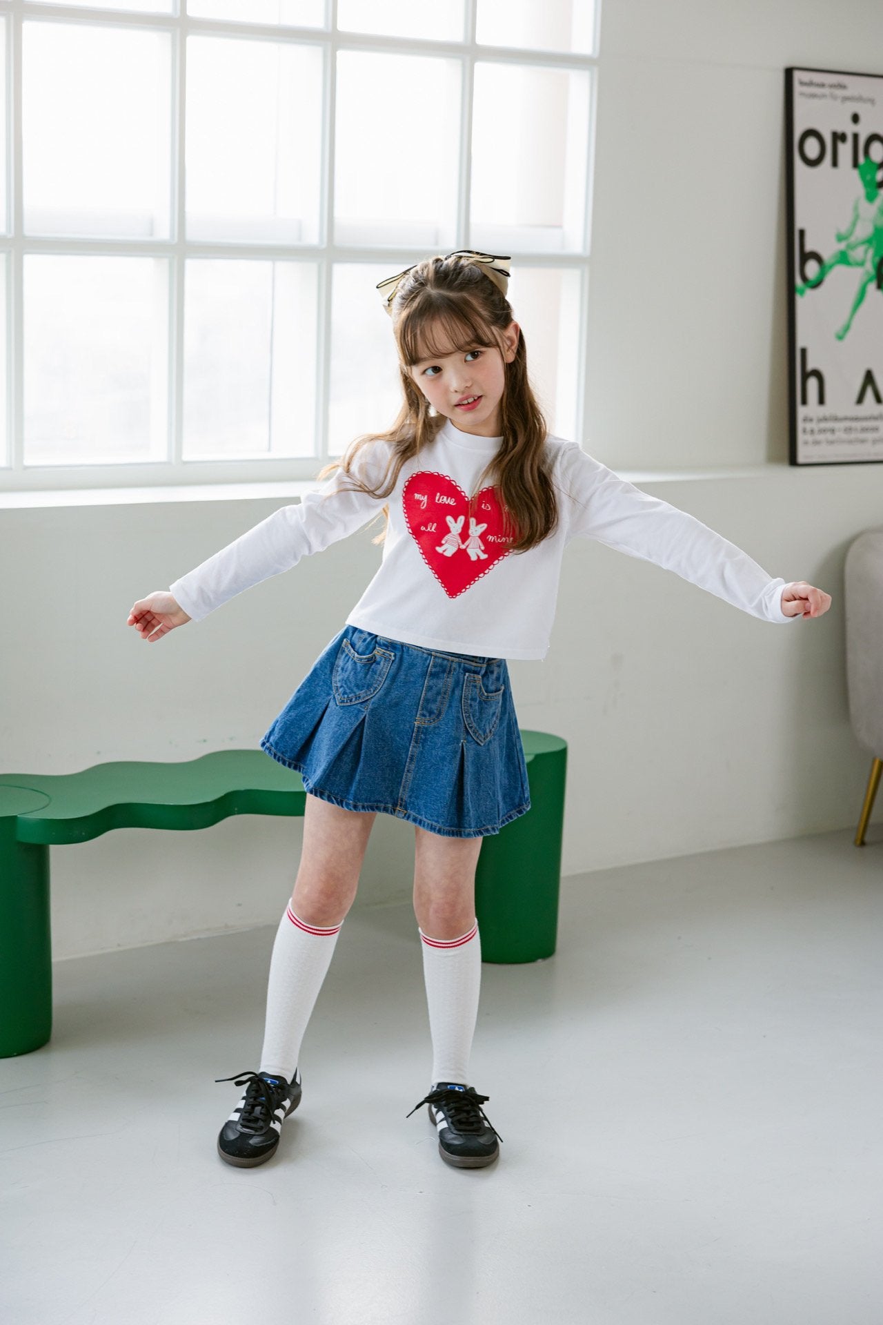 [DOREDORE] Heart Rabbit Crop T-shirt_2colors