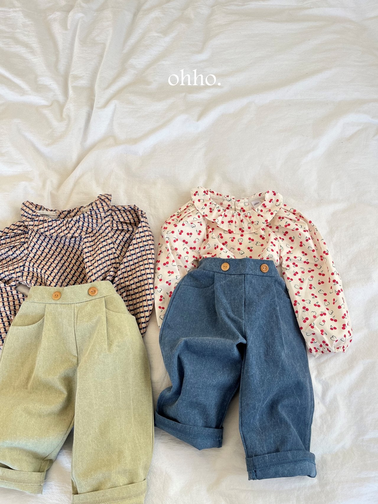 [ohho] Point Friil Blouse_2colors