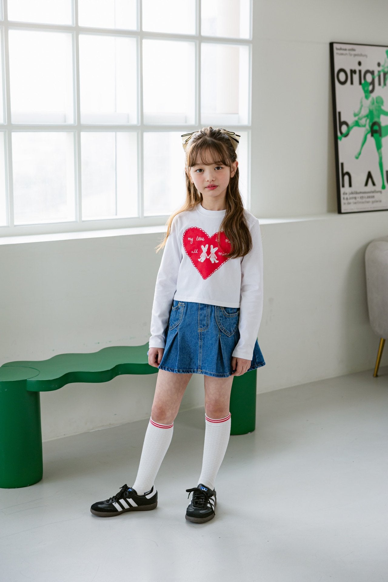 [DOREDORE] Heart Rabbit Crop T-shirt_2colors