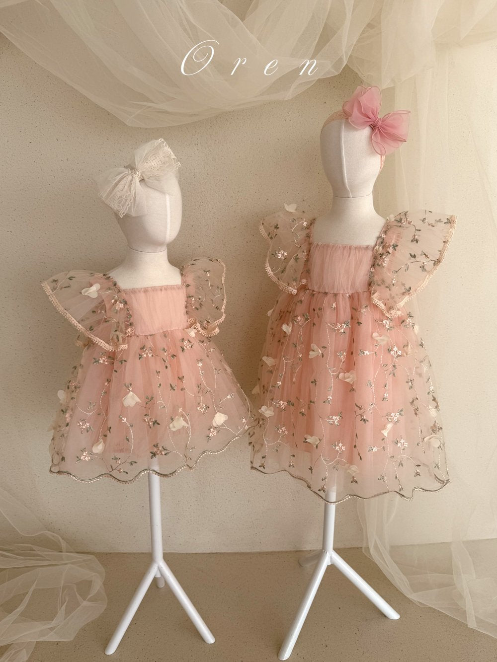 [OREN] Claire Flower Dress(KIDS)_Coral Pink