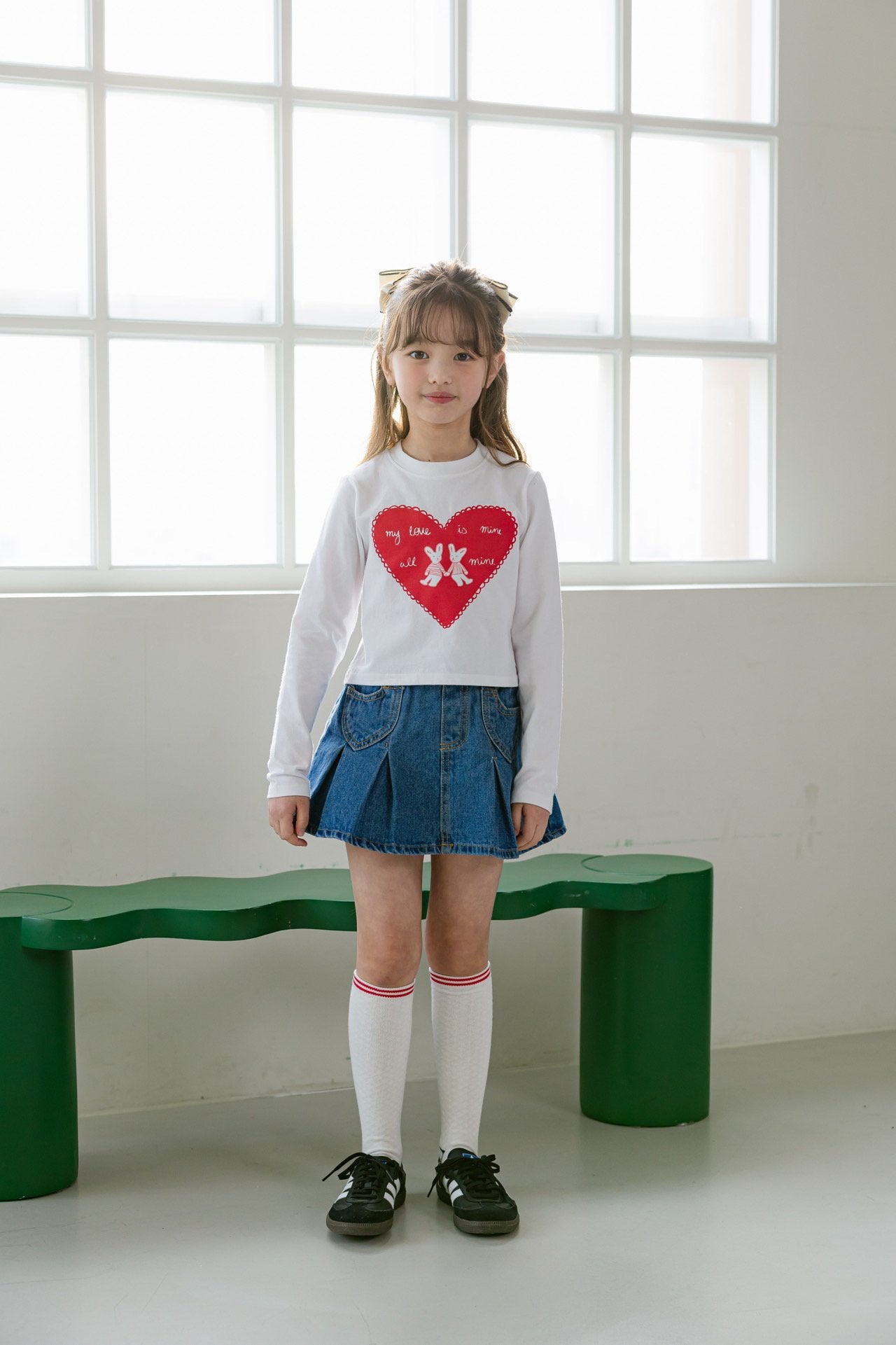 [DOREDORE] Heart Rabbit Crop T-shirt_2colors