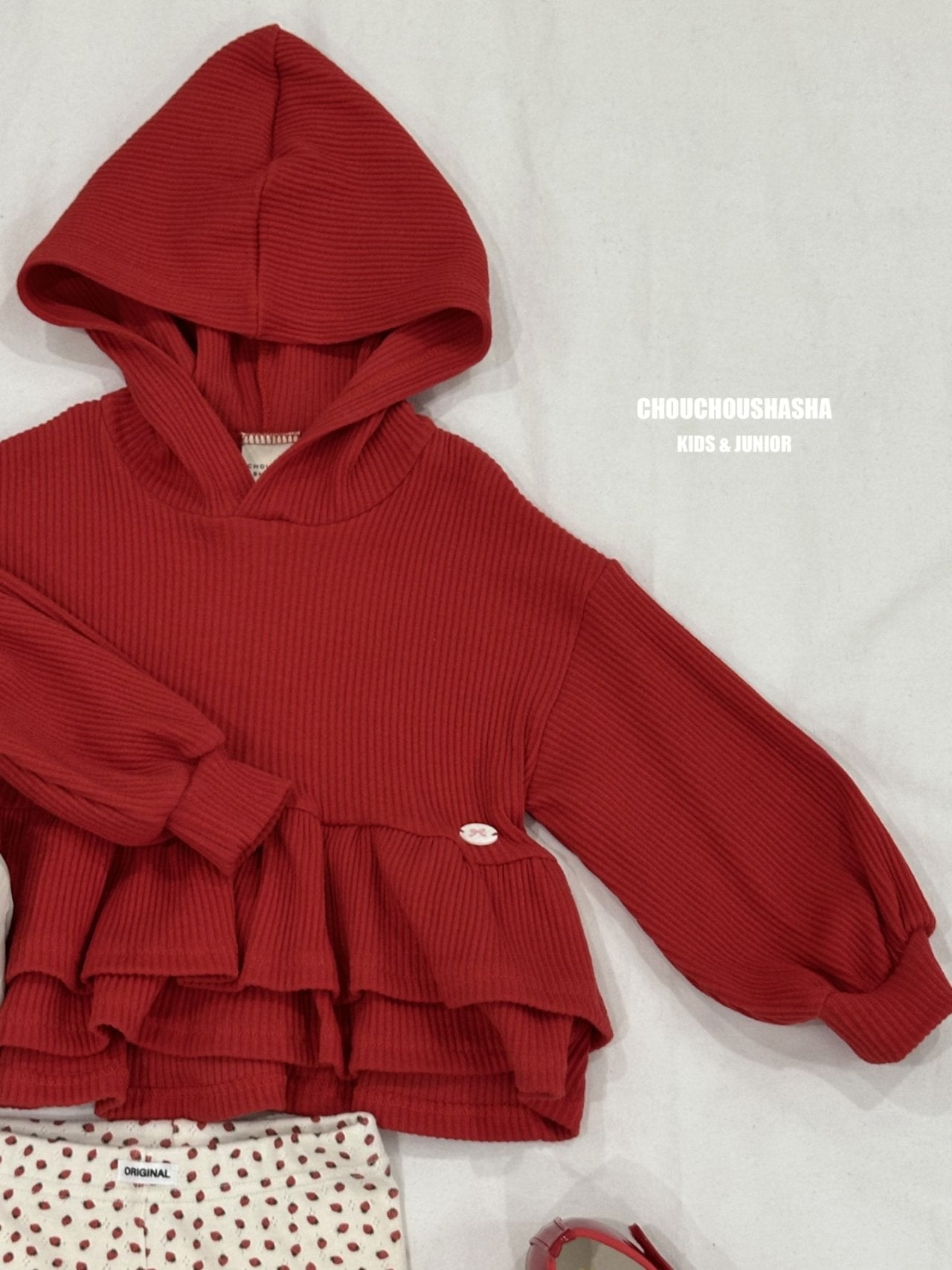 [CHOUCHOUSHASHA] Plop Hoodie T-shirt_Red