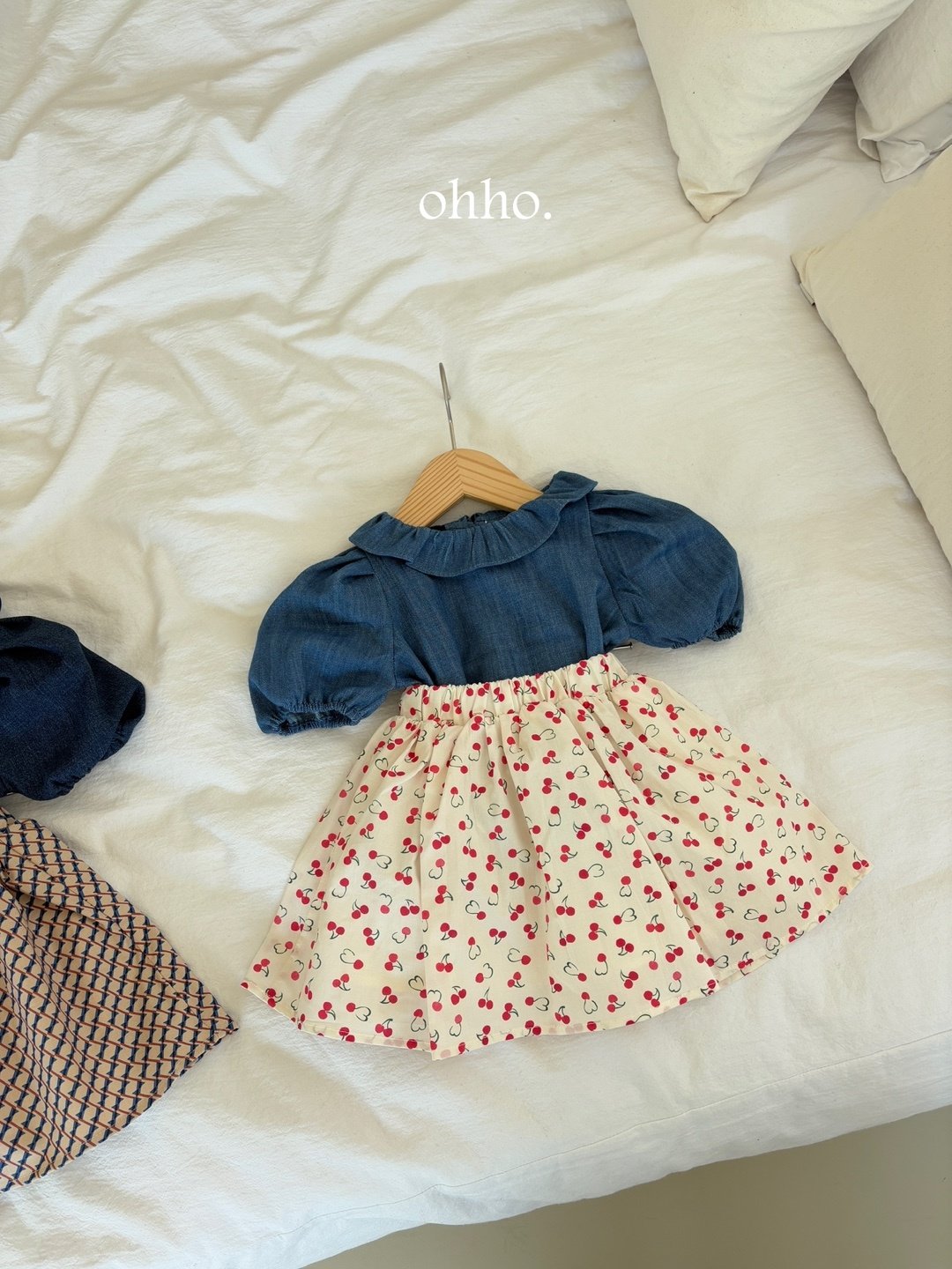 [ohho] Denim frill Blouse_2colors