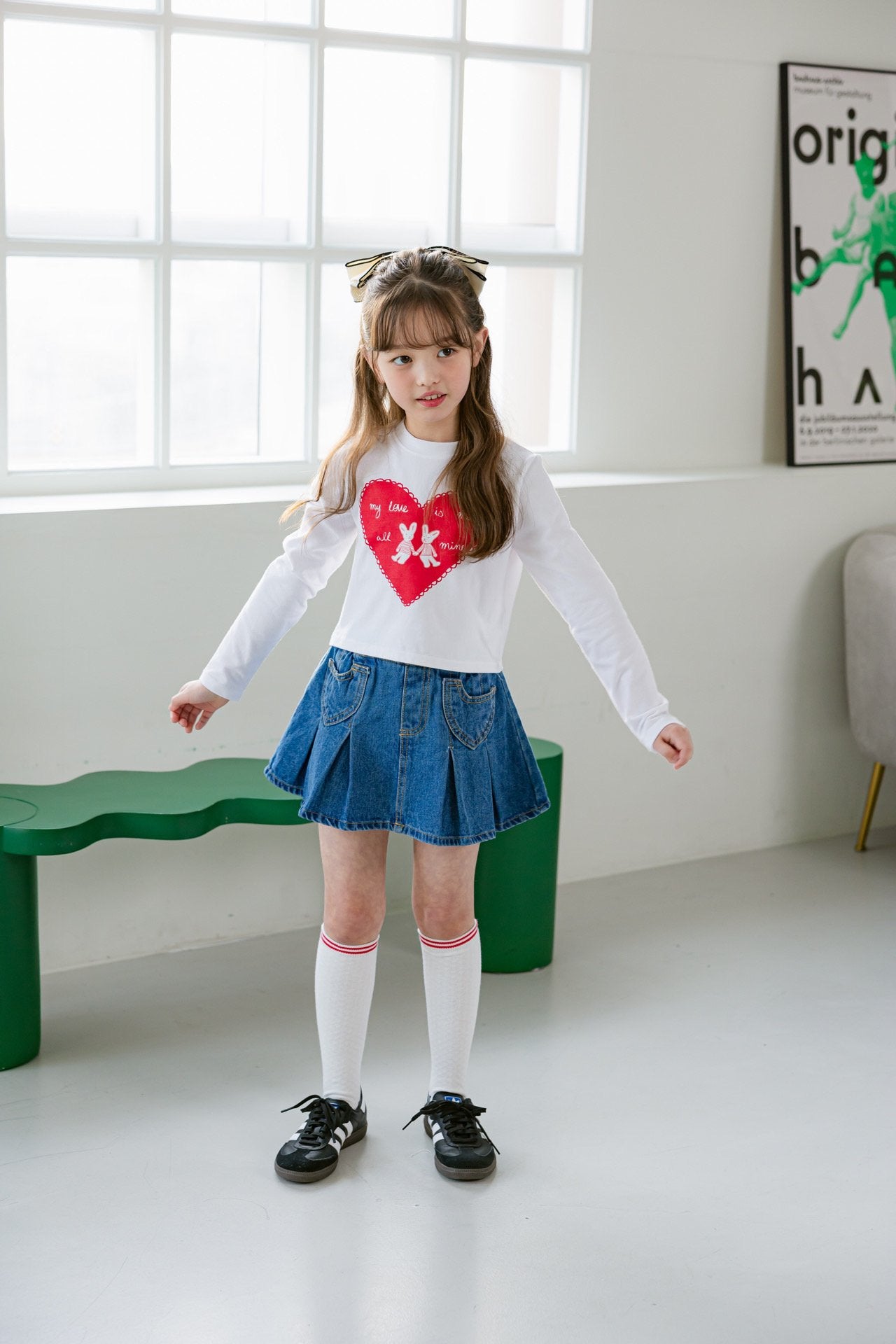 [DOREDORE] Heart Rabbit Crop T-shirt_2colors