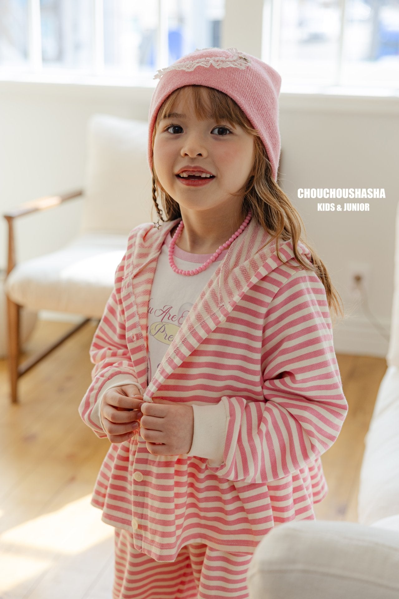 [CHOUCHOUSHASHA] Kitsch Hoodie Cardigan_Pink