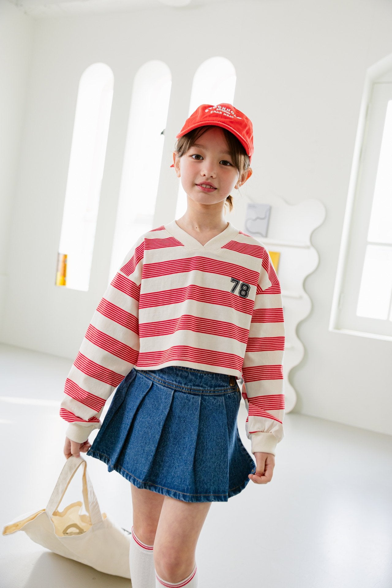 [DOREDORE] Stripe 78 Crop T-shirt_2colors