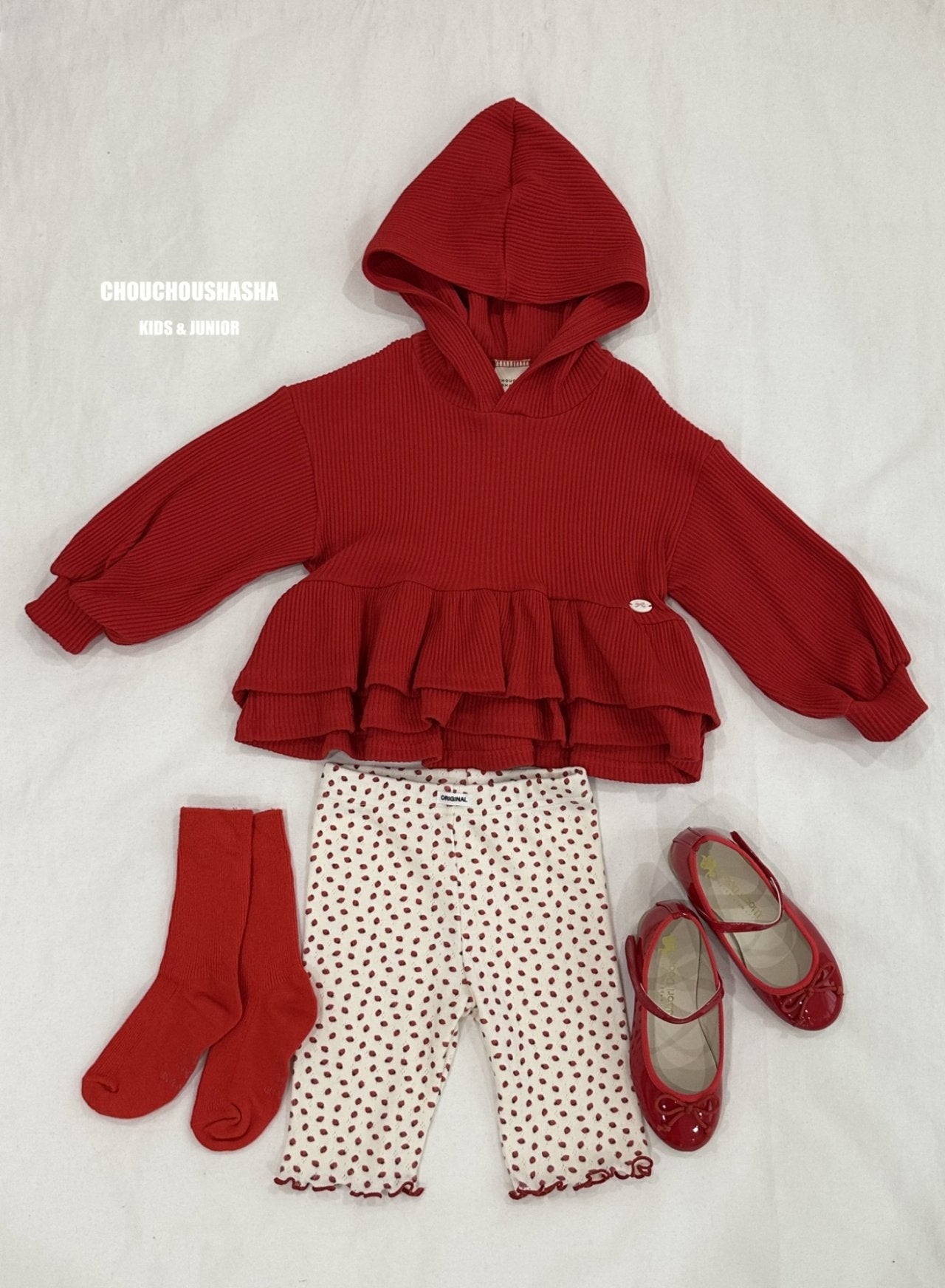 [CHOUCHOUSHASHA] Plop Hoodie T-shirt_Red