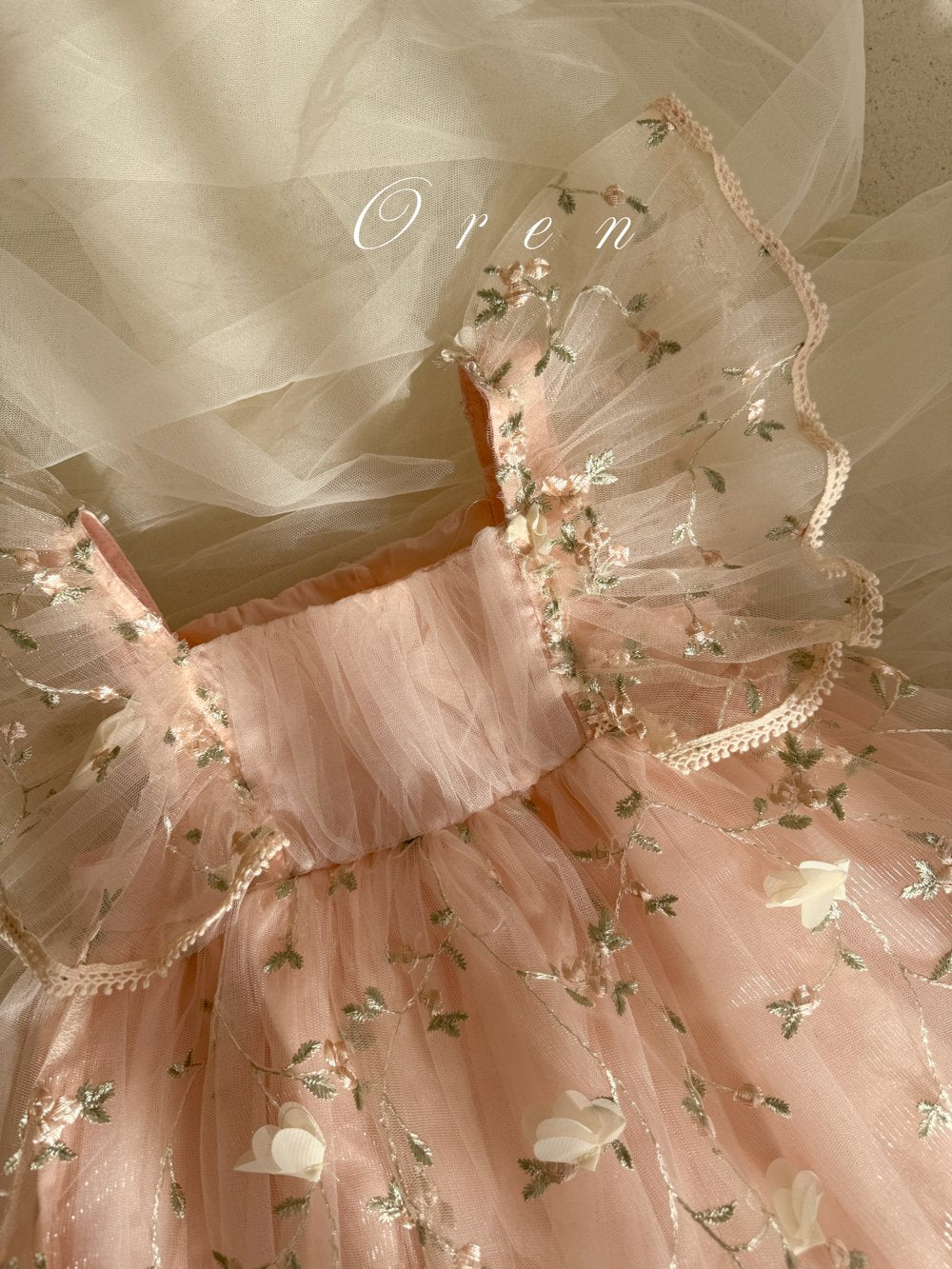 [OREN] Claire Flower Suit(BEBE)_Coral Pink