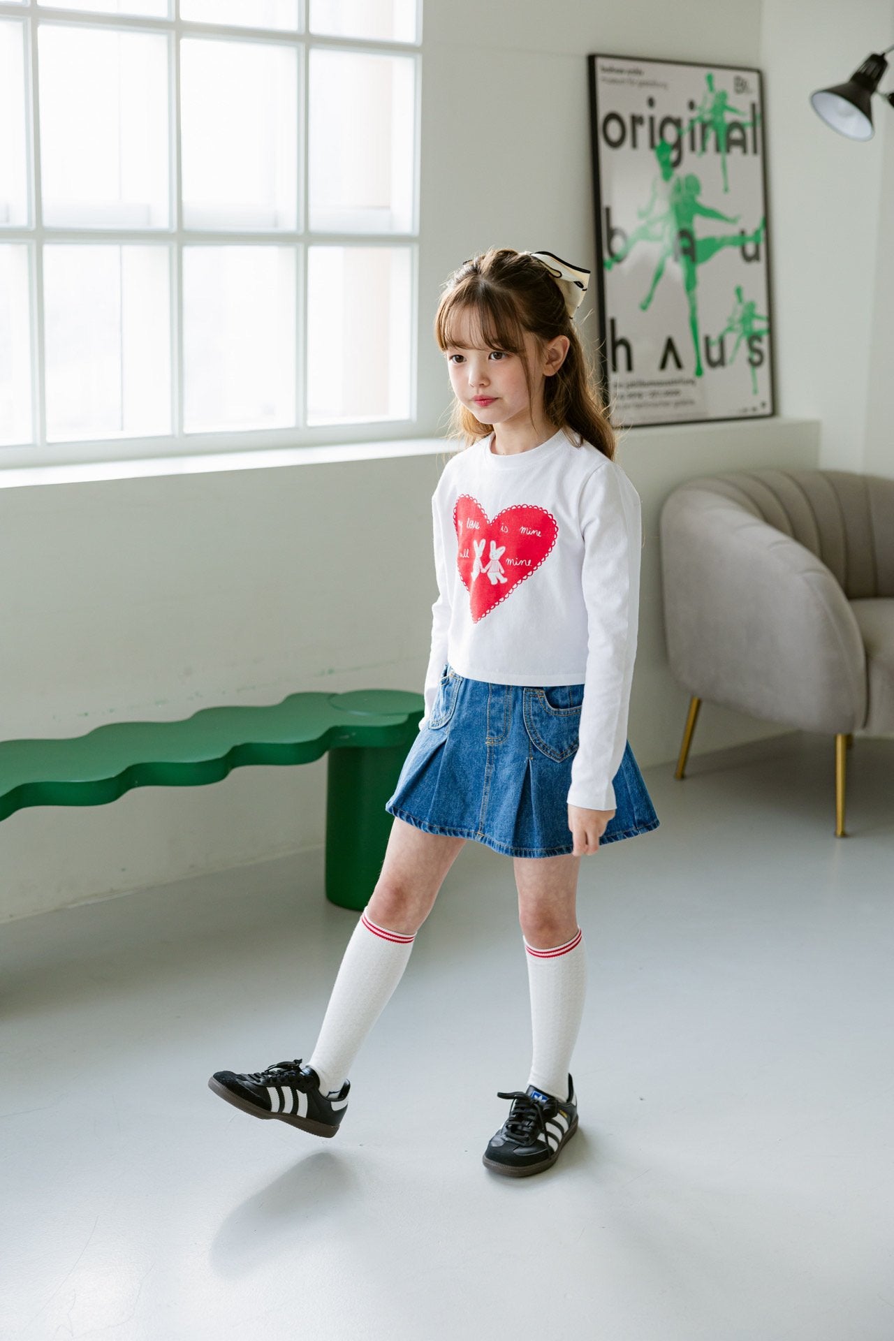 [DOREDORE] Heart Rabbit Crop T-shirt_2colors