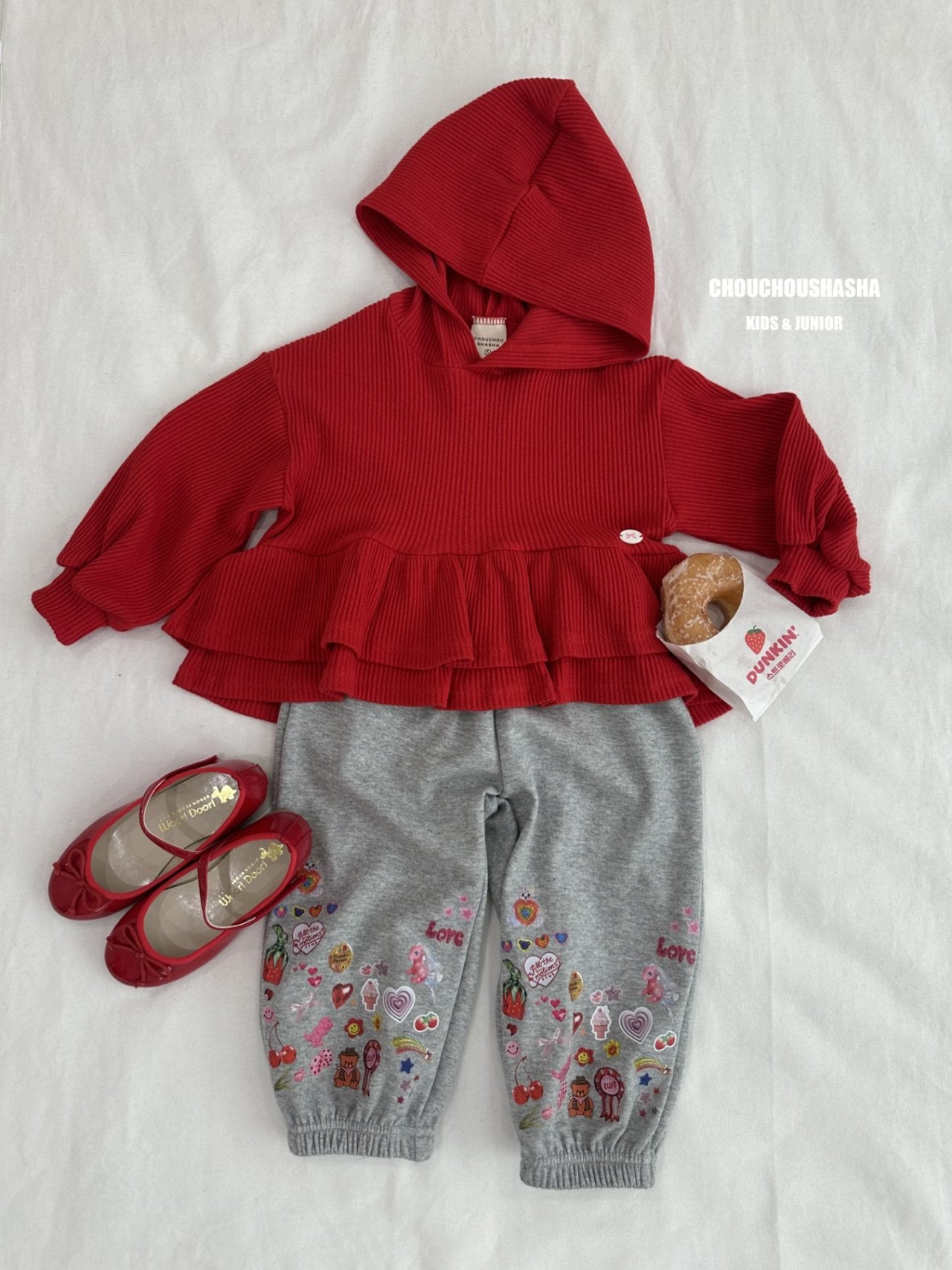 [CHOUCHOUSHASHA] Plop Hoodie T-shirt_Red