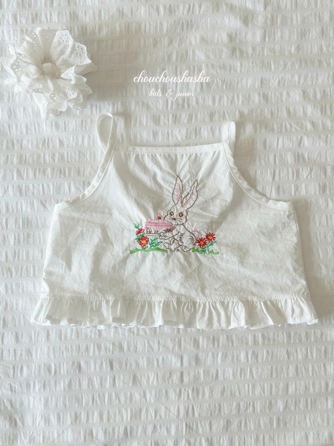 [CHOUCHOUSHASHA] Rabbit Sleeveless T-shirts_Ivory