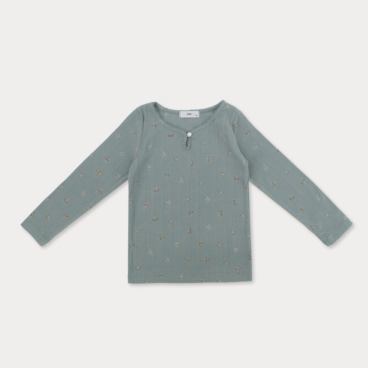 [Soye] Pin Coat Flower Tee_Dark Mint