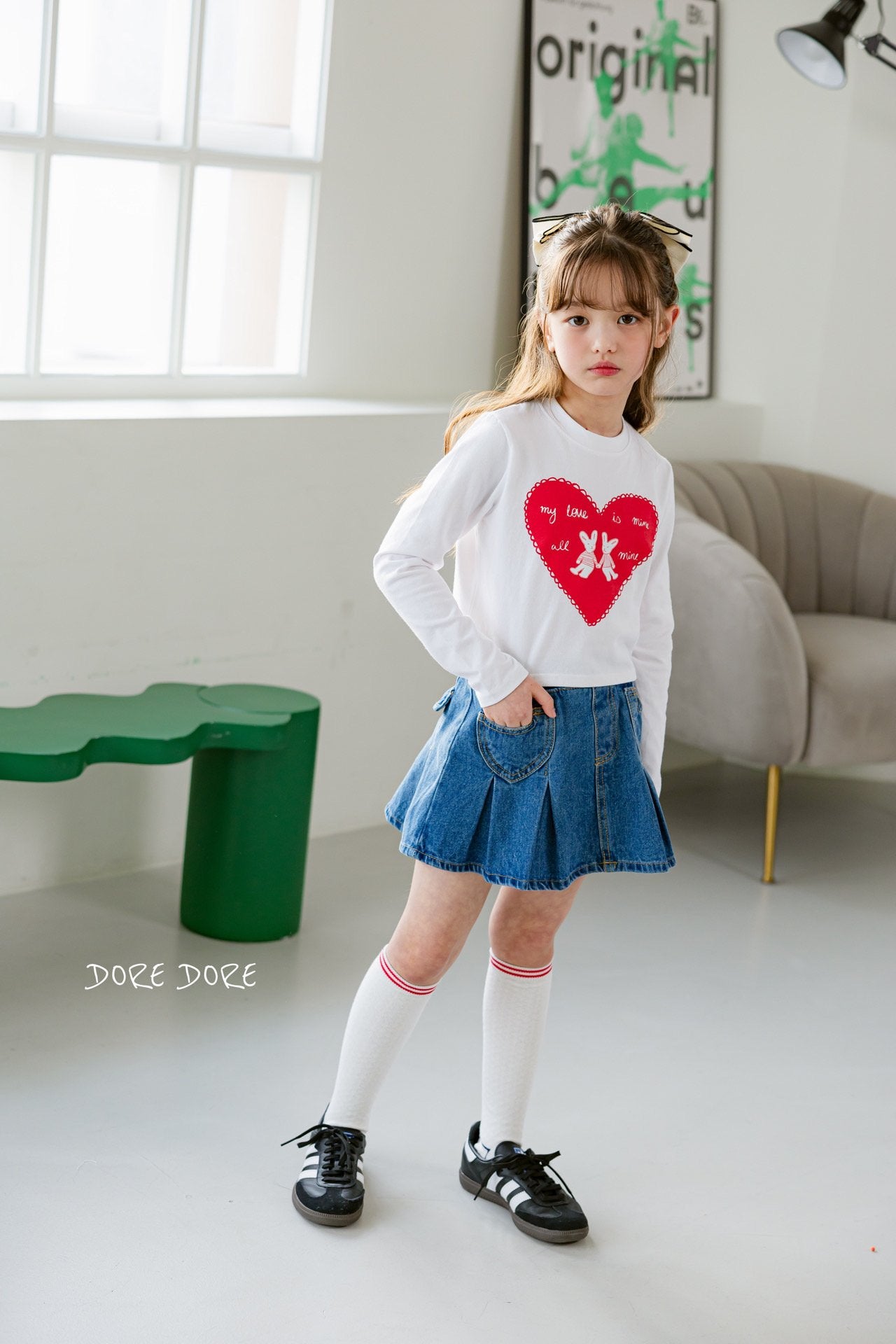 [DOREDORE] Heart Rabbit Crop T-shirt_2colors