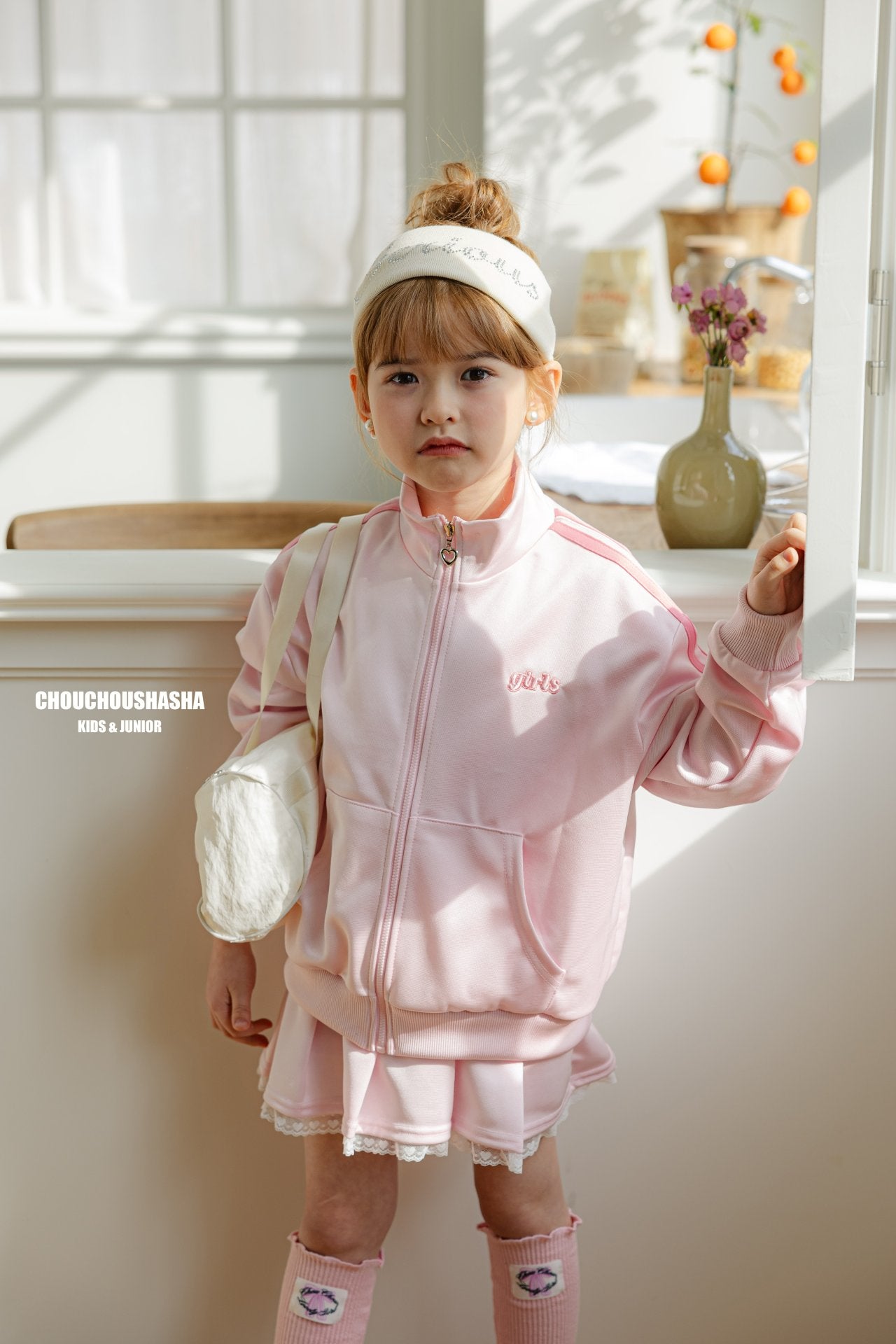 [CHOUCHOUSHASHA] 99 Girls Zip-up Jumper_Pink