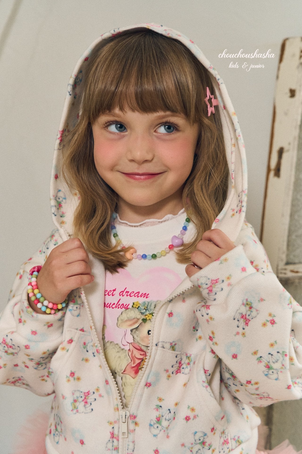 [CHOUCHOUSHASHA] Cozy Sheep Print Hoodie_Ivory