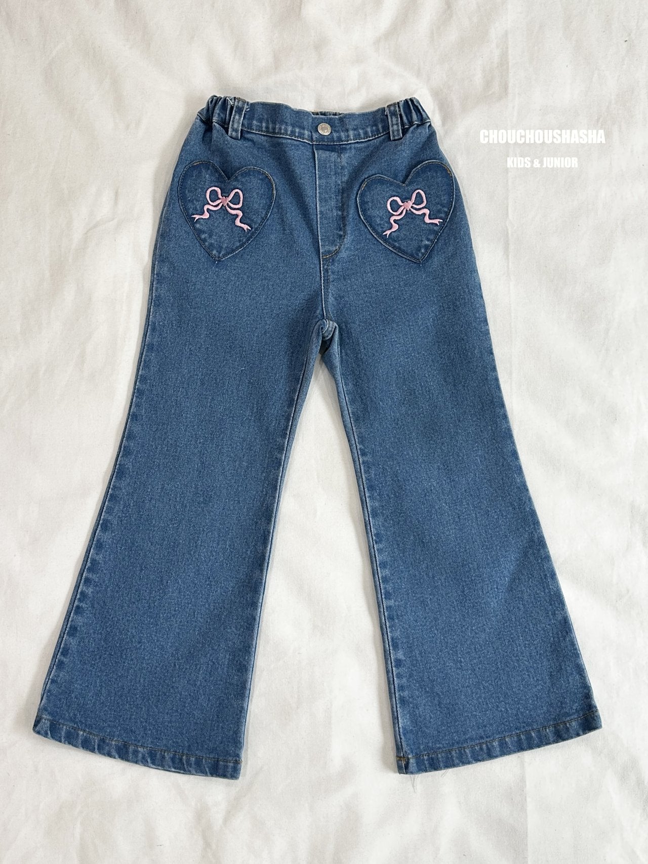 [CHOUCHOUSHASHA] Ribbon Flare Denim Pants