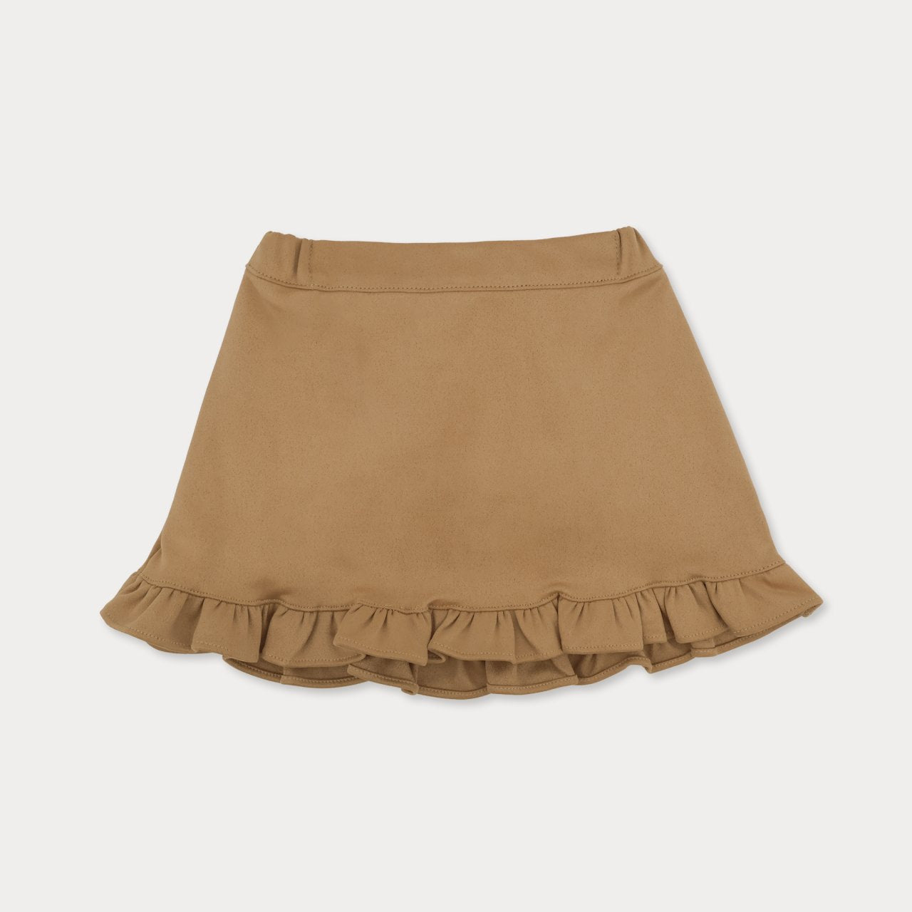 [Soye] Suede Frill Skirt_Camel