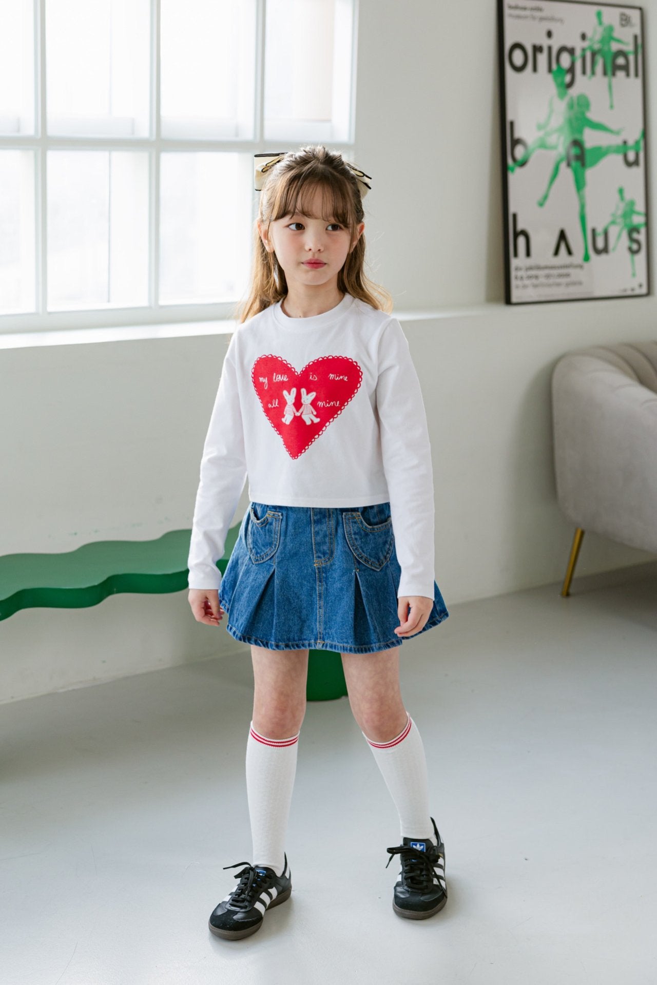 [DOREDORE] Heart Rabbit Crop T-shirt_2colors