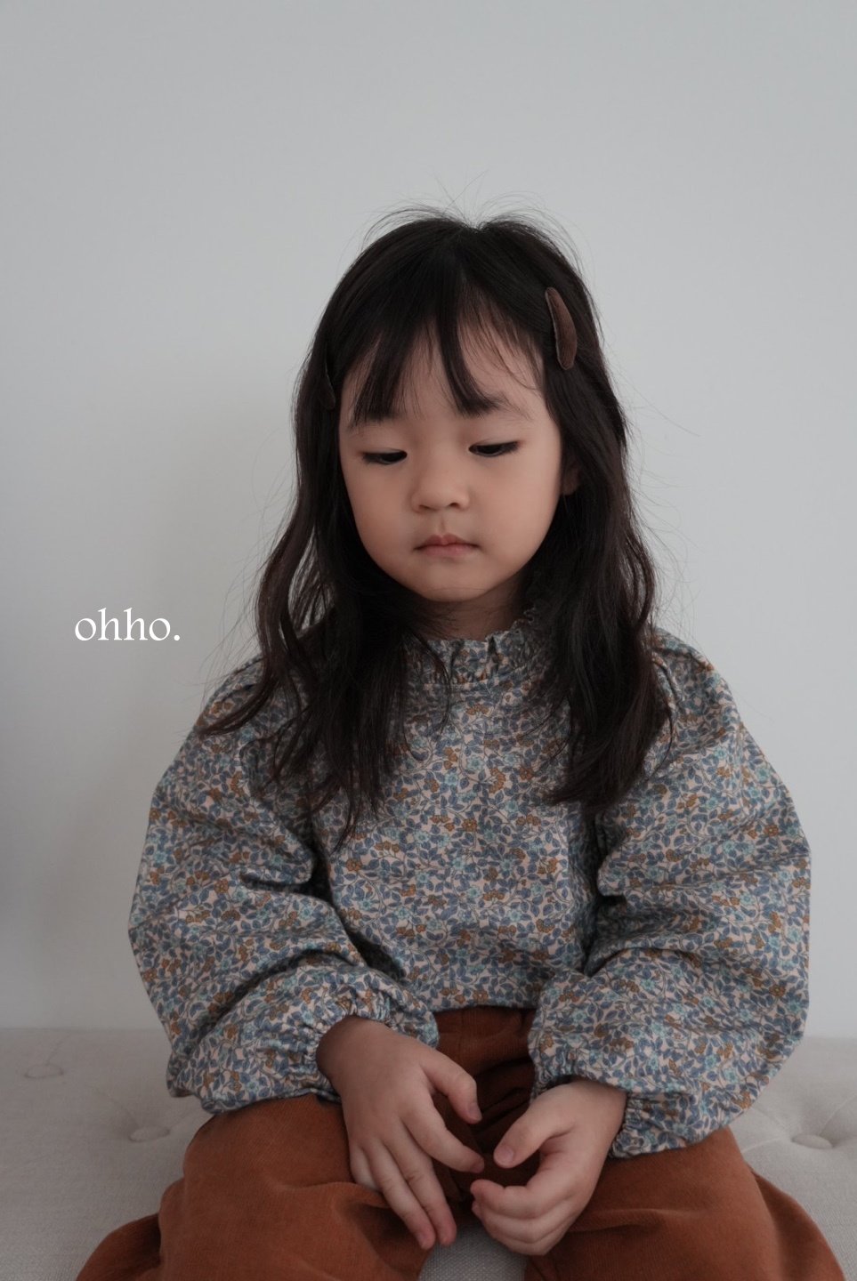 [ohho] Louis Blouse_cream blue