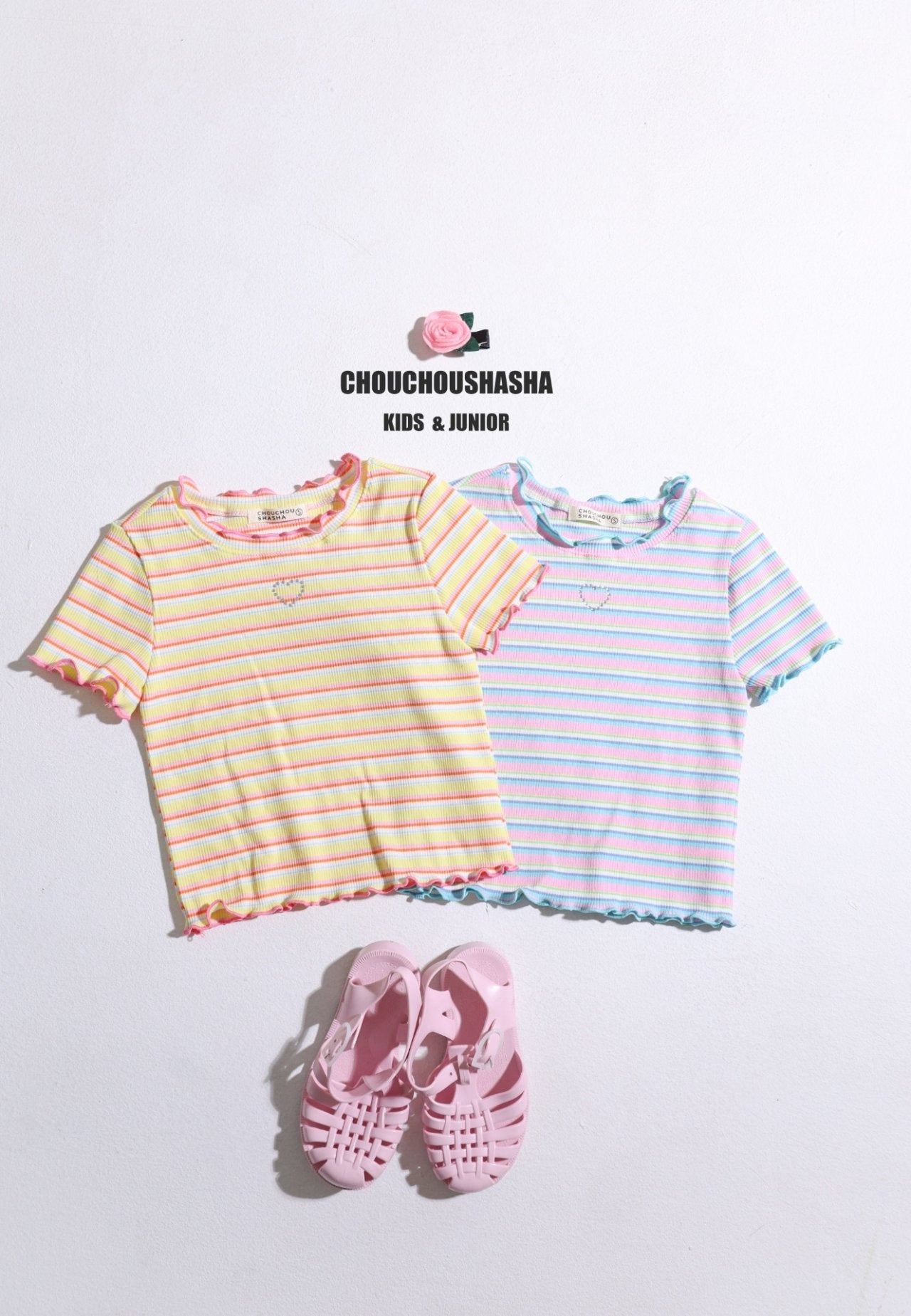 [CHOUCHOUSHASHA] Bunny Stripe T-shirts_2colors
