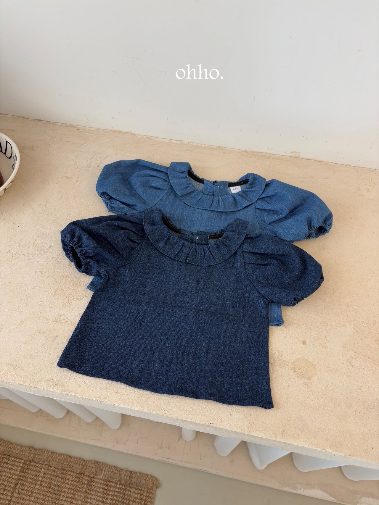 [ohho] Denim frill Blouse_2colors