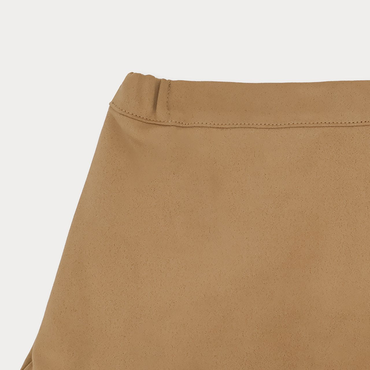 [Soye] Suede Frill Skirt_Camel