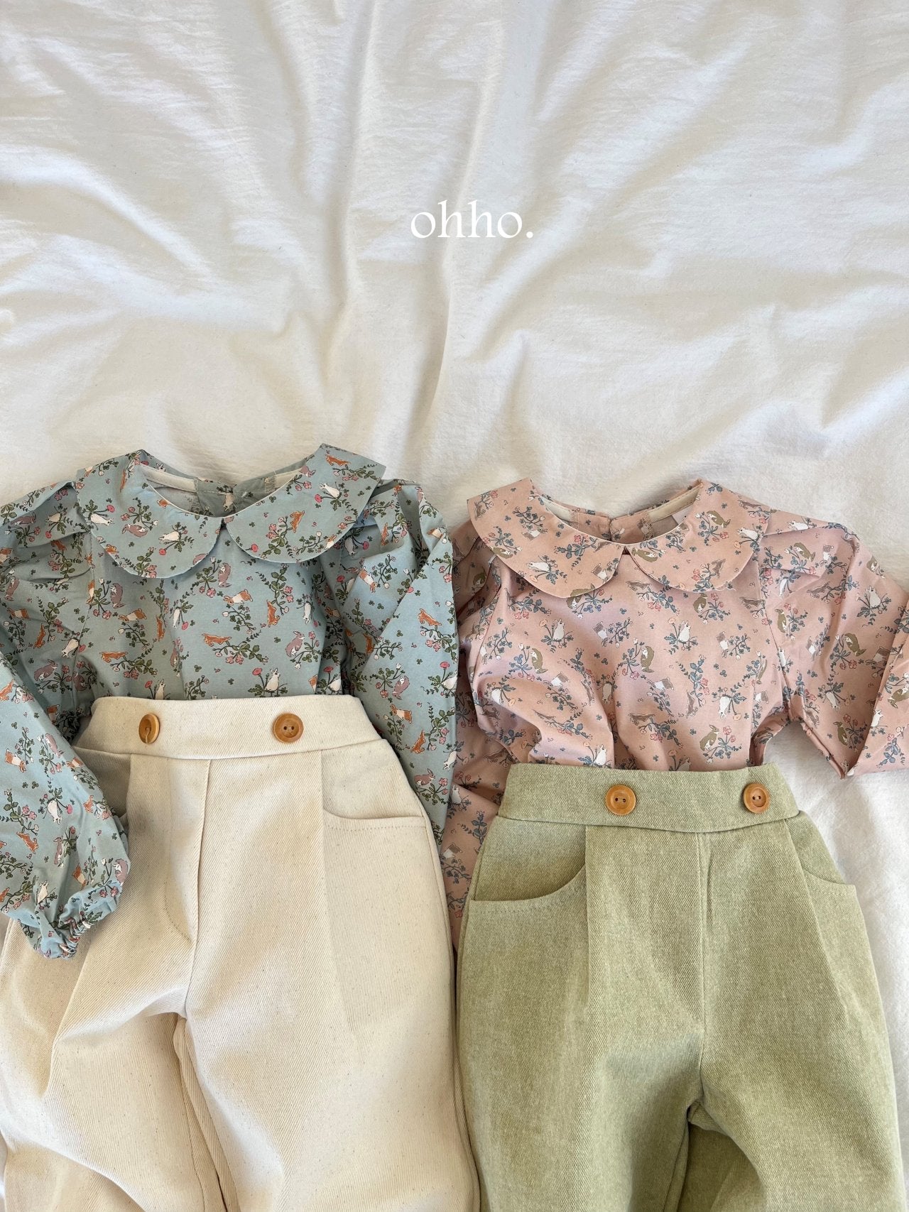 [ohho] Rabbit Round Blouse_2colors