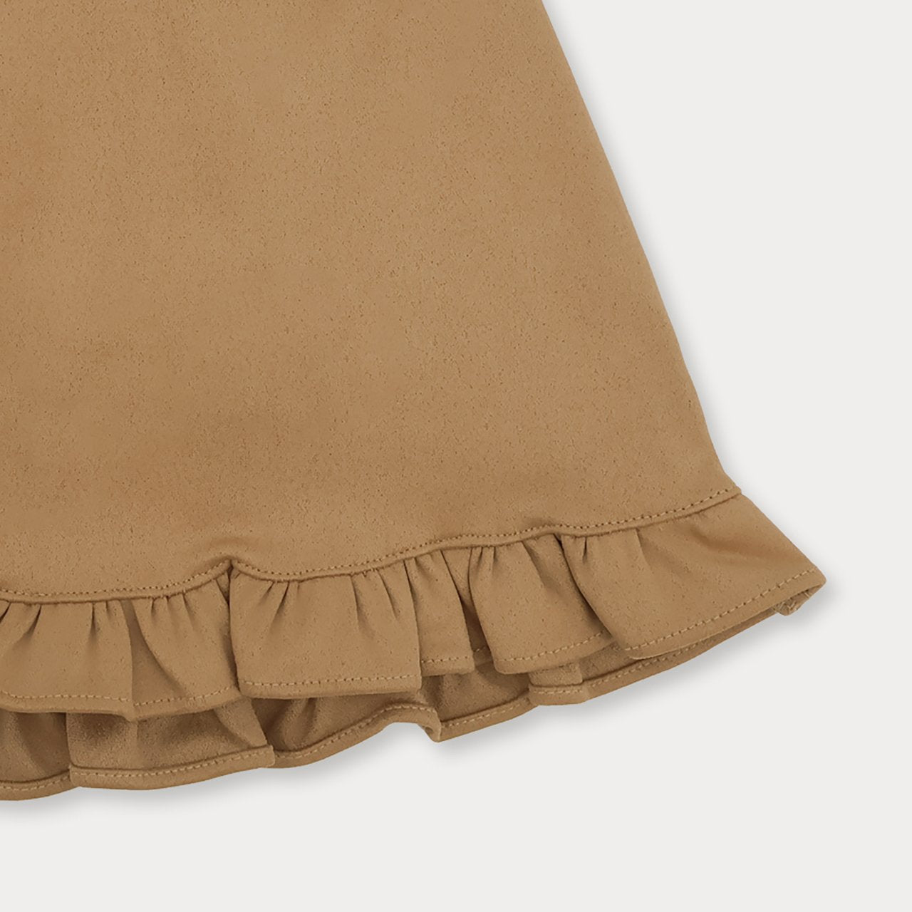 [Soye] Suede Frill Skirt_Camel