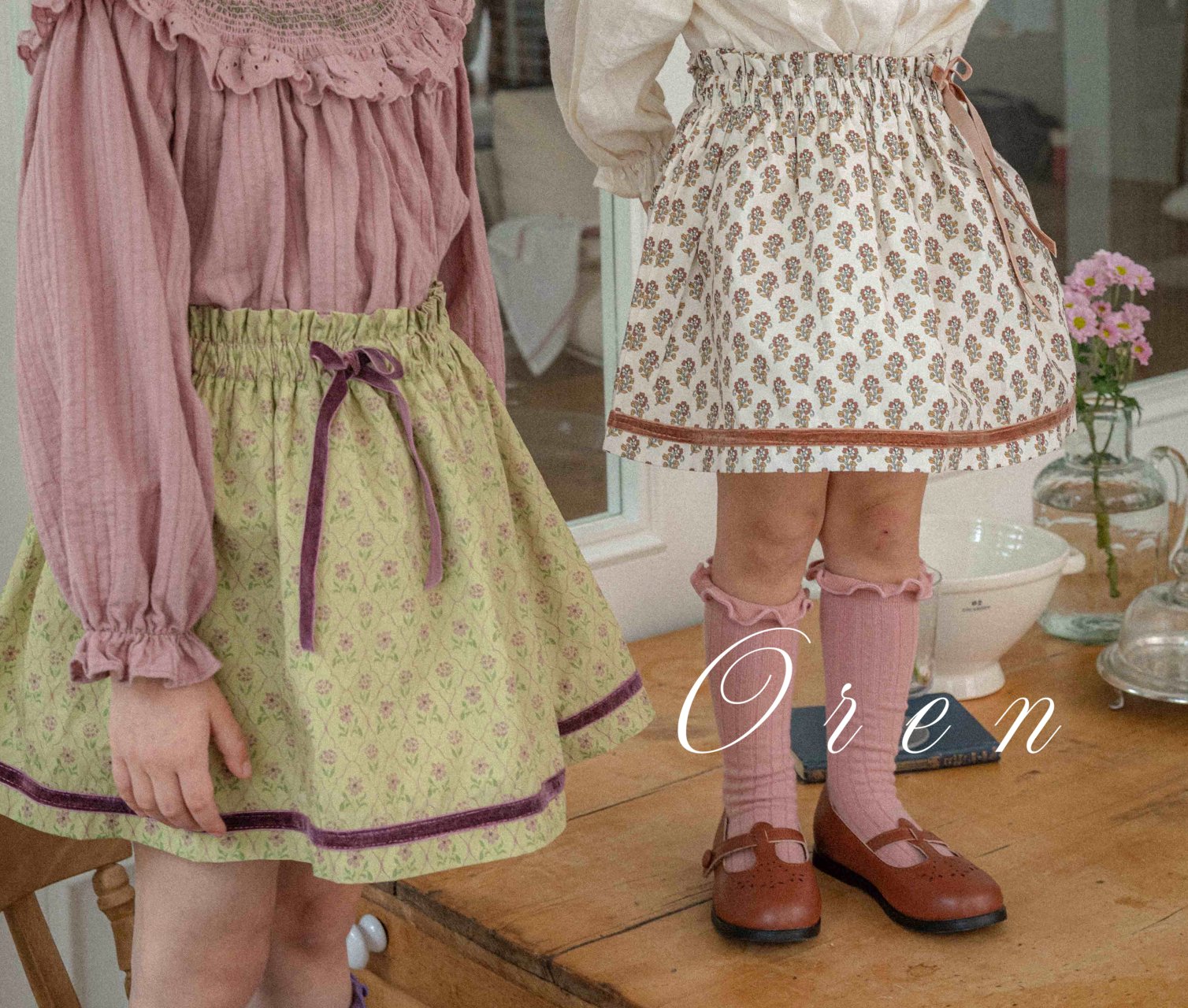 [OREN] (KIDS)Caramel Flare Skirt_2colors