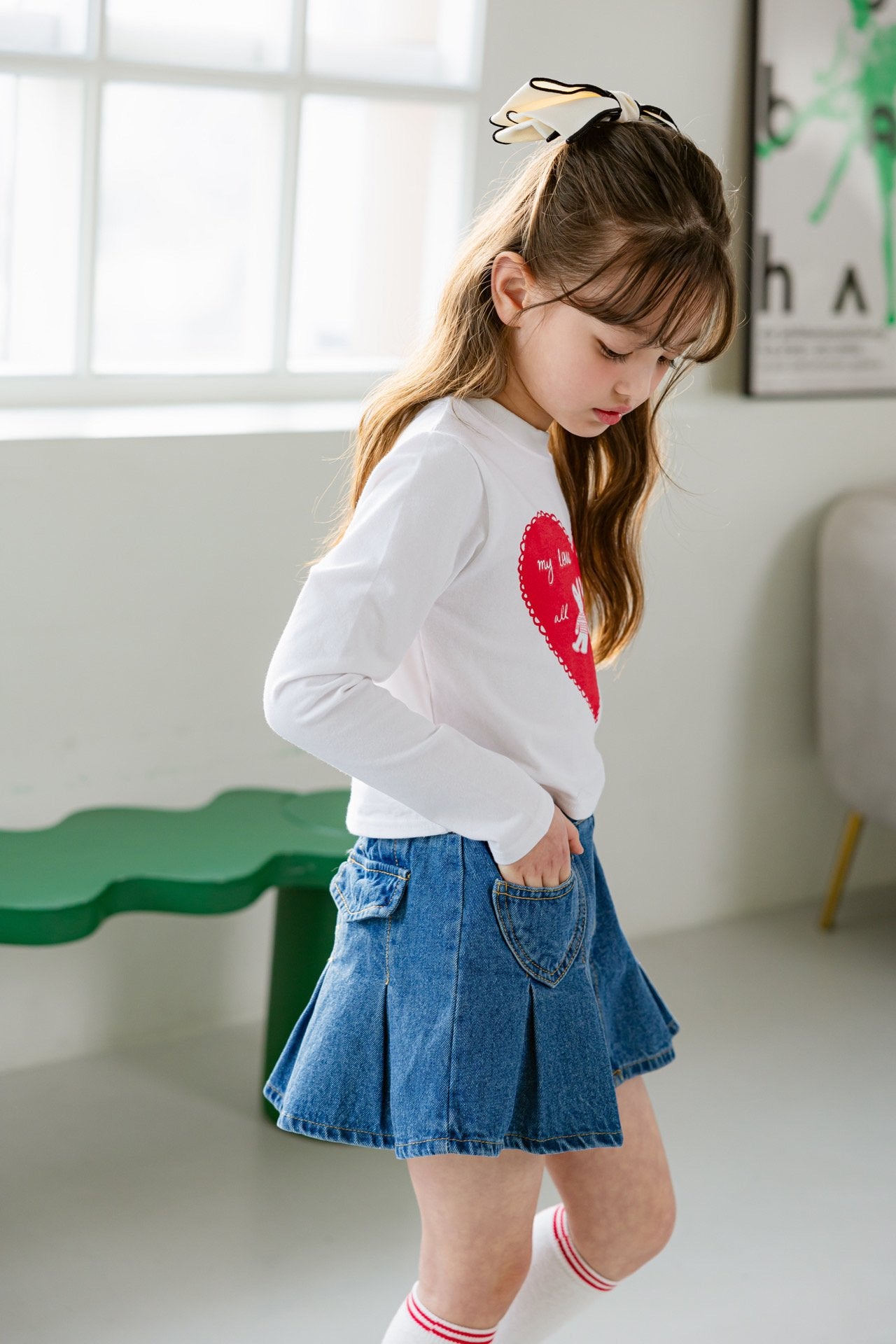 [DOREDORE] Heart Rabbit Crop T-shirt_2colors