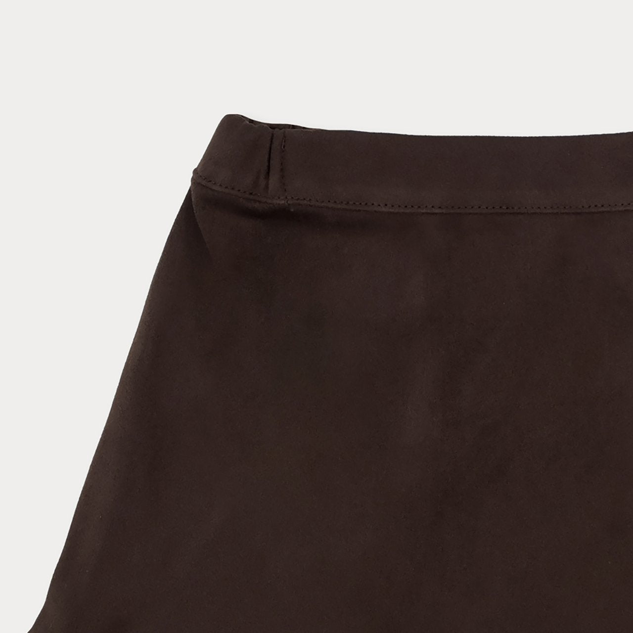 [Soye] Suede Frill Skirt_Brown