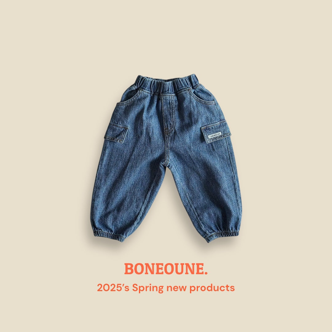 [BONEOUNE] Soft Denim Cargo Pants