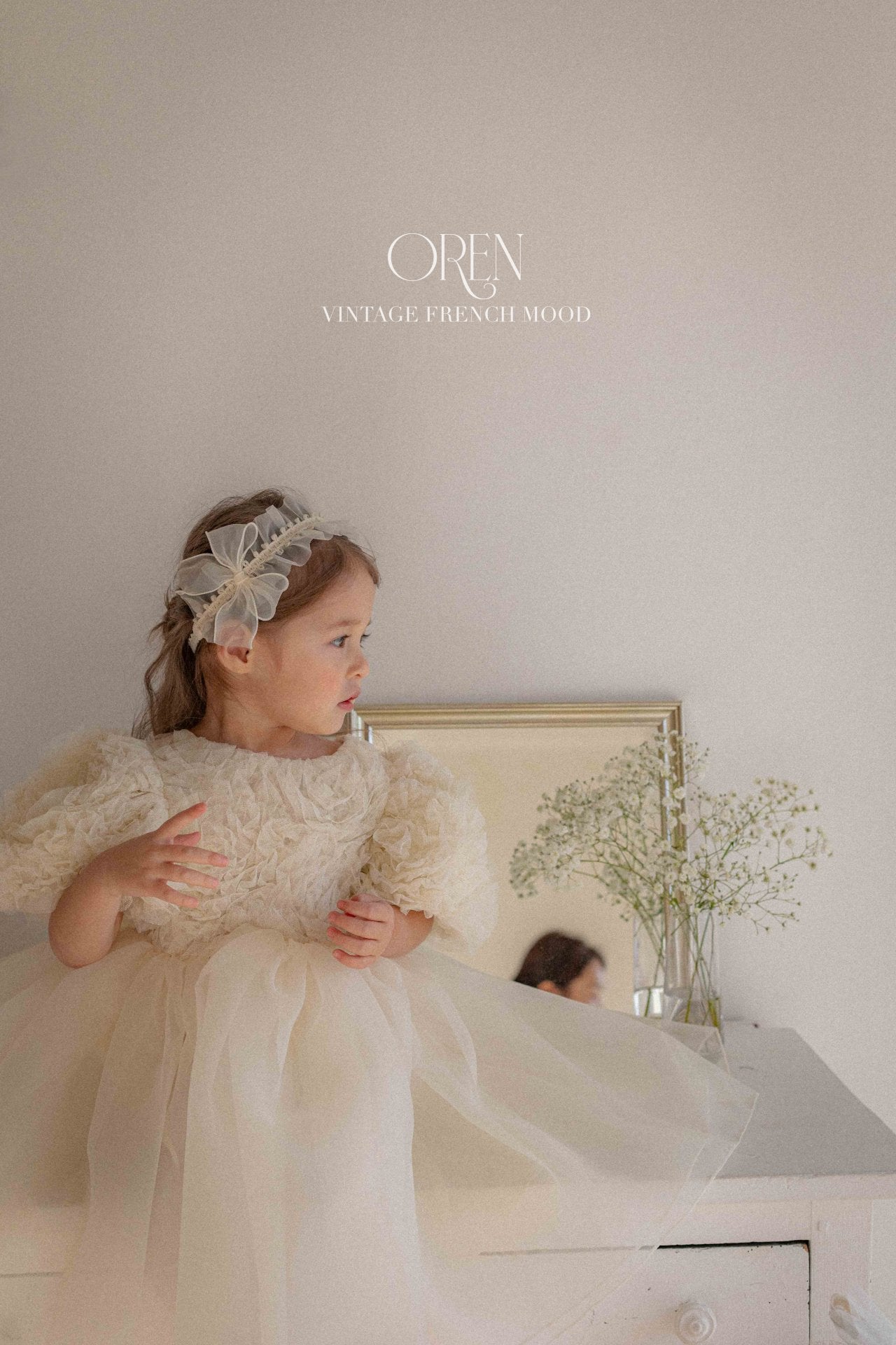 [OREN] Blooming Rose Pearl Dress(KIDS)_Cream