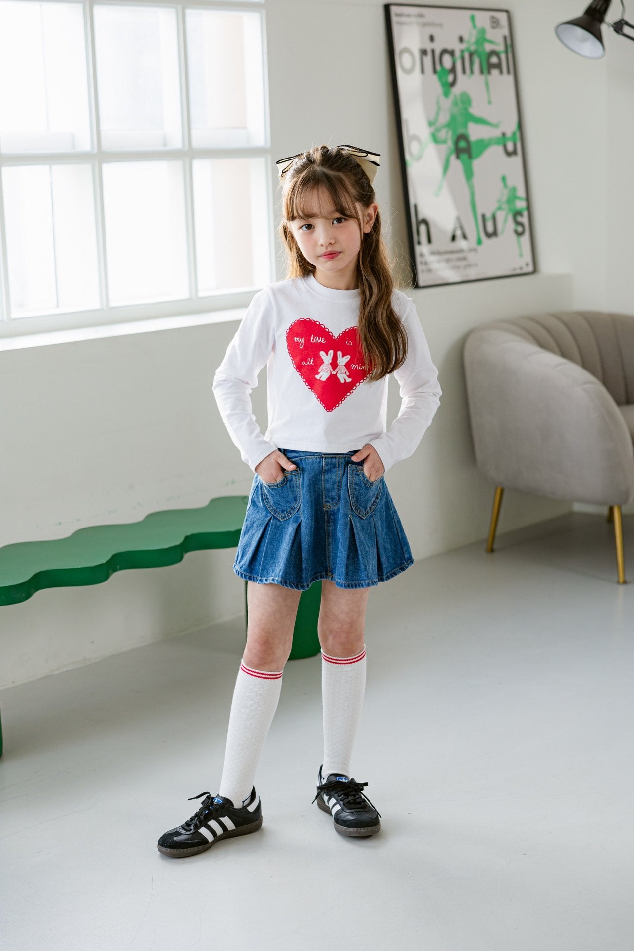 [DOREDORE] Heart Rabbit Crop T-shirt_2colors