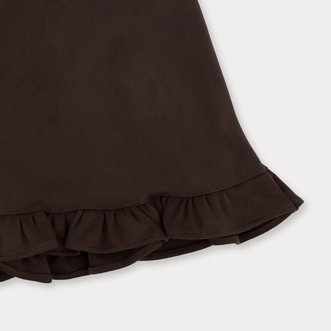 [Soye] Suede Frill Skirt_Brown