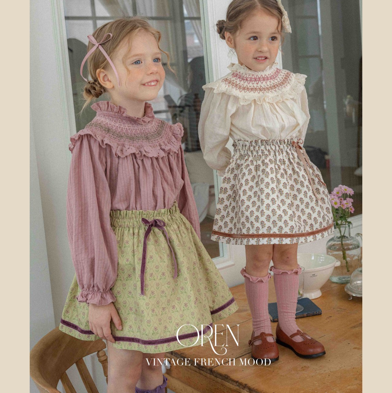[OREN] (KIDS)Rosis Smocked Blouse_2colors